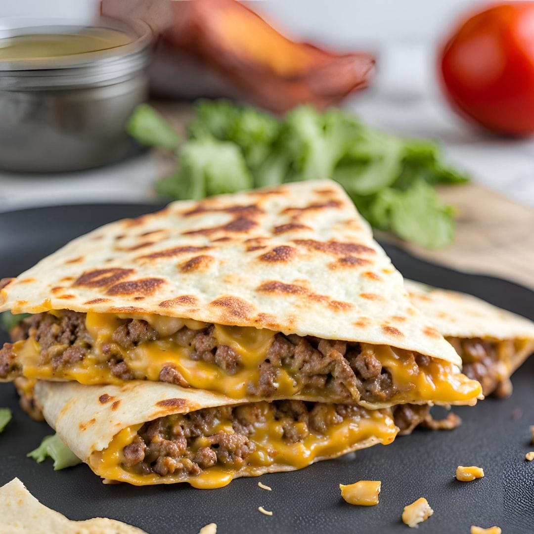 Keto Cheeseburger Quesadilla